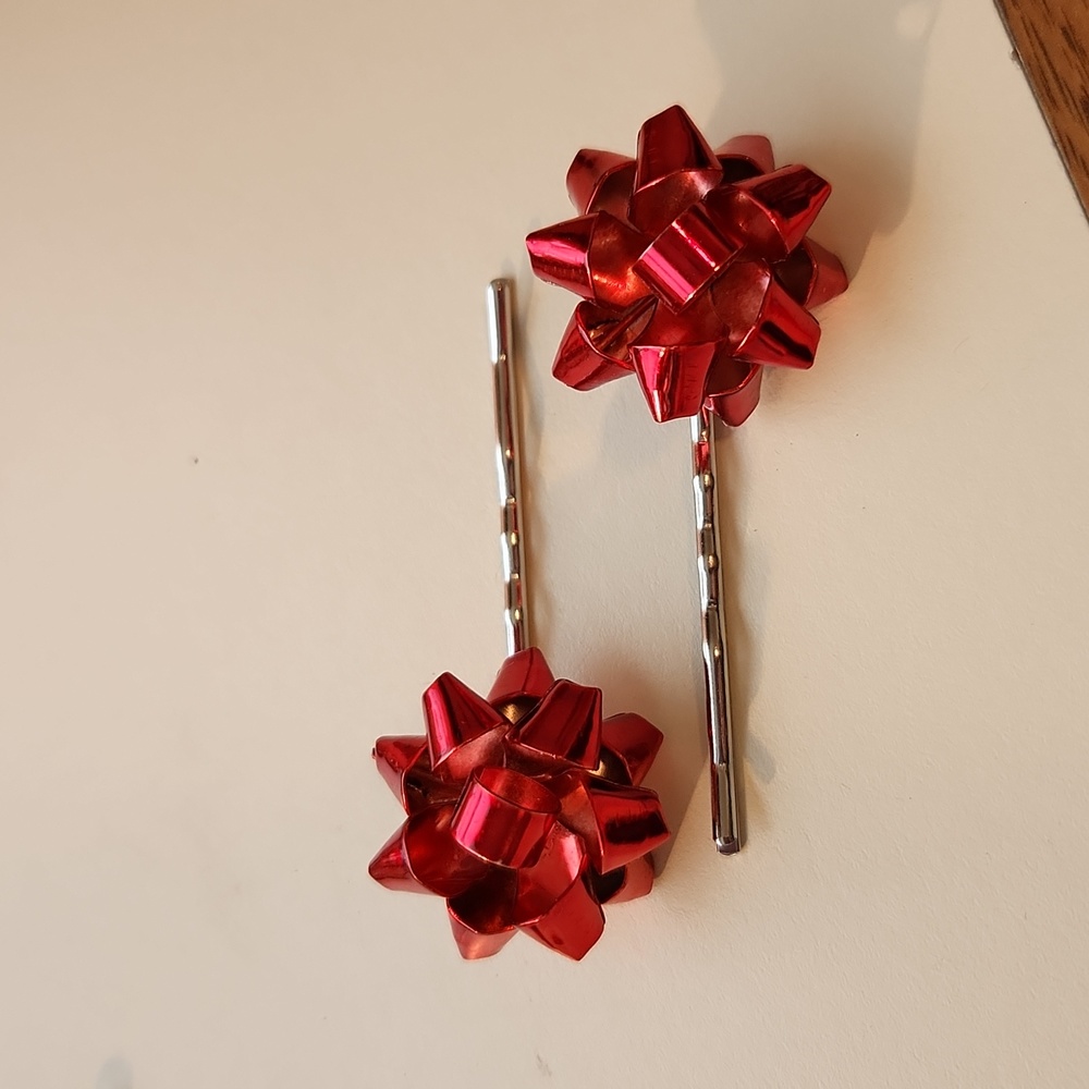 Hair pins - red bow